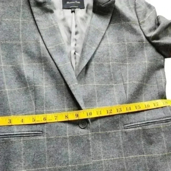 Massimo Dutti Slim Fit Checked Wool Suit Blazer Check Grey Yellow Women's 10 - Picture 14 of 16